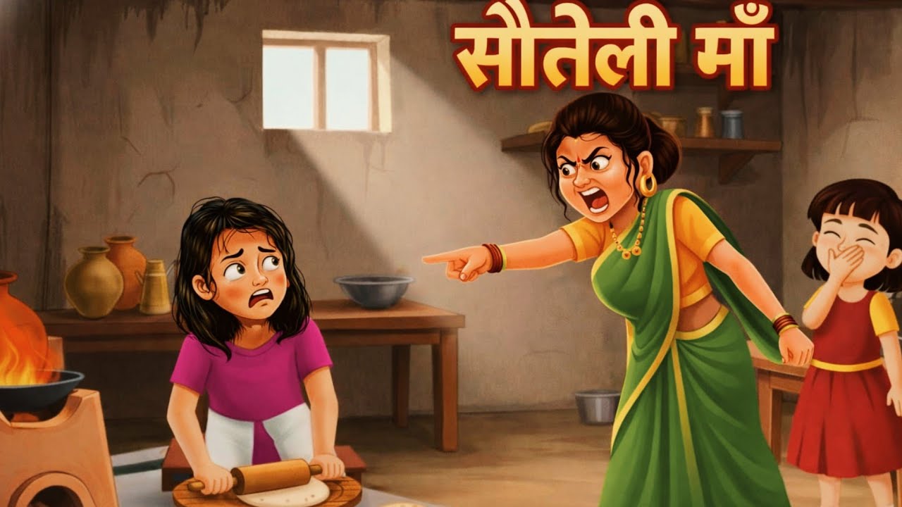 सौतेली मां | एक बेटी को प्यार और दूसरी को मार |  Emotional Moral Story | FUN TOONS 🌞