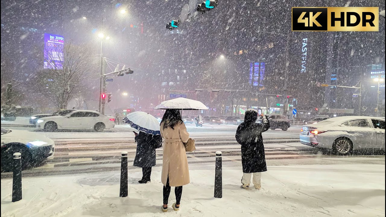 강남, 역삼 테헤란로 퇴근길, 첫눈이 내린 순간 ❄️✨ | First Snowfall in Gangnam, Seoul