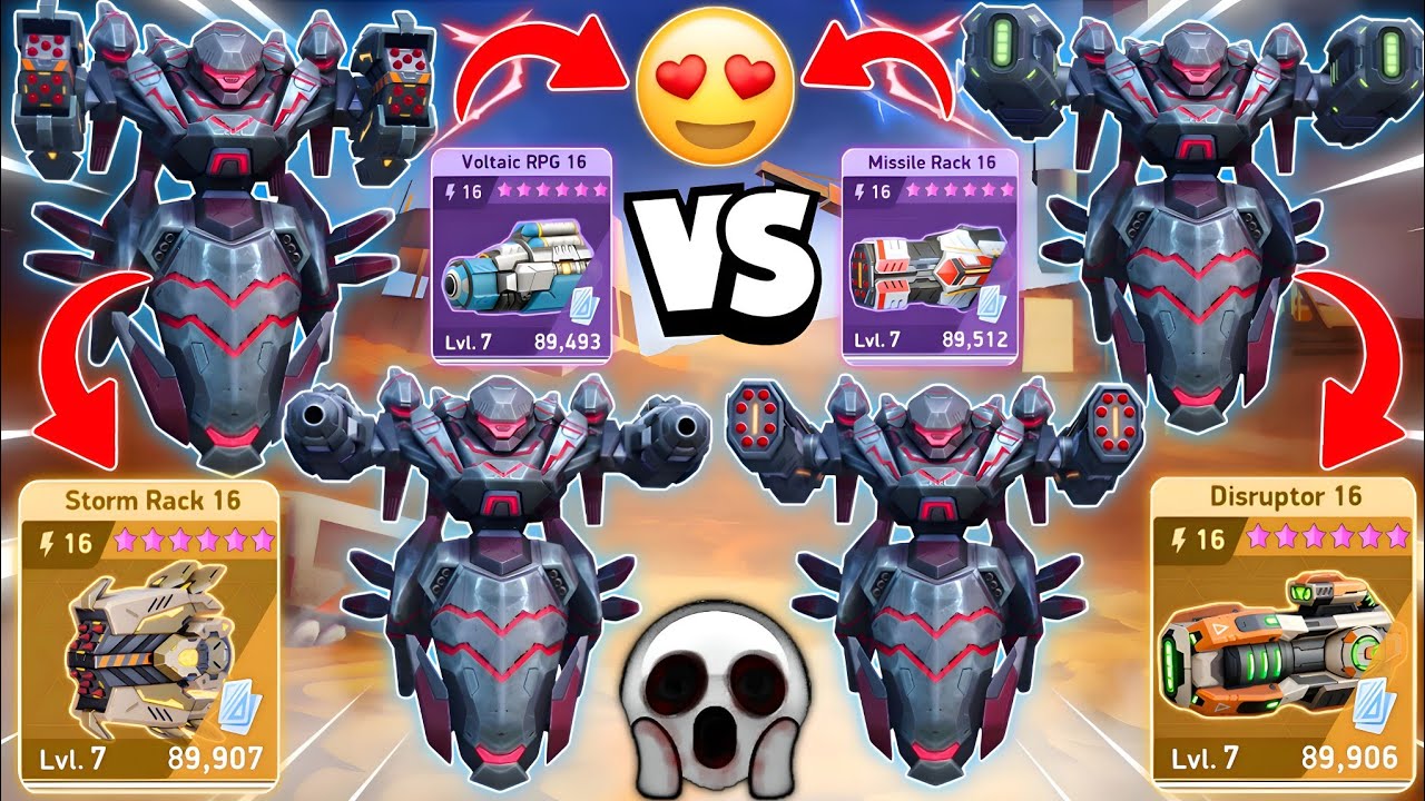 NEW Mech Deathwalker With Strom Rack 16, Missile Rack 16, Disruptor 16 & Voltaic RPG 16 - Mech Arena
