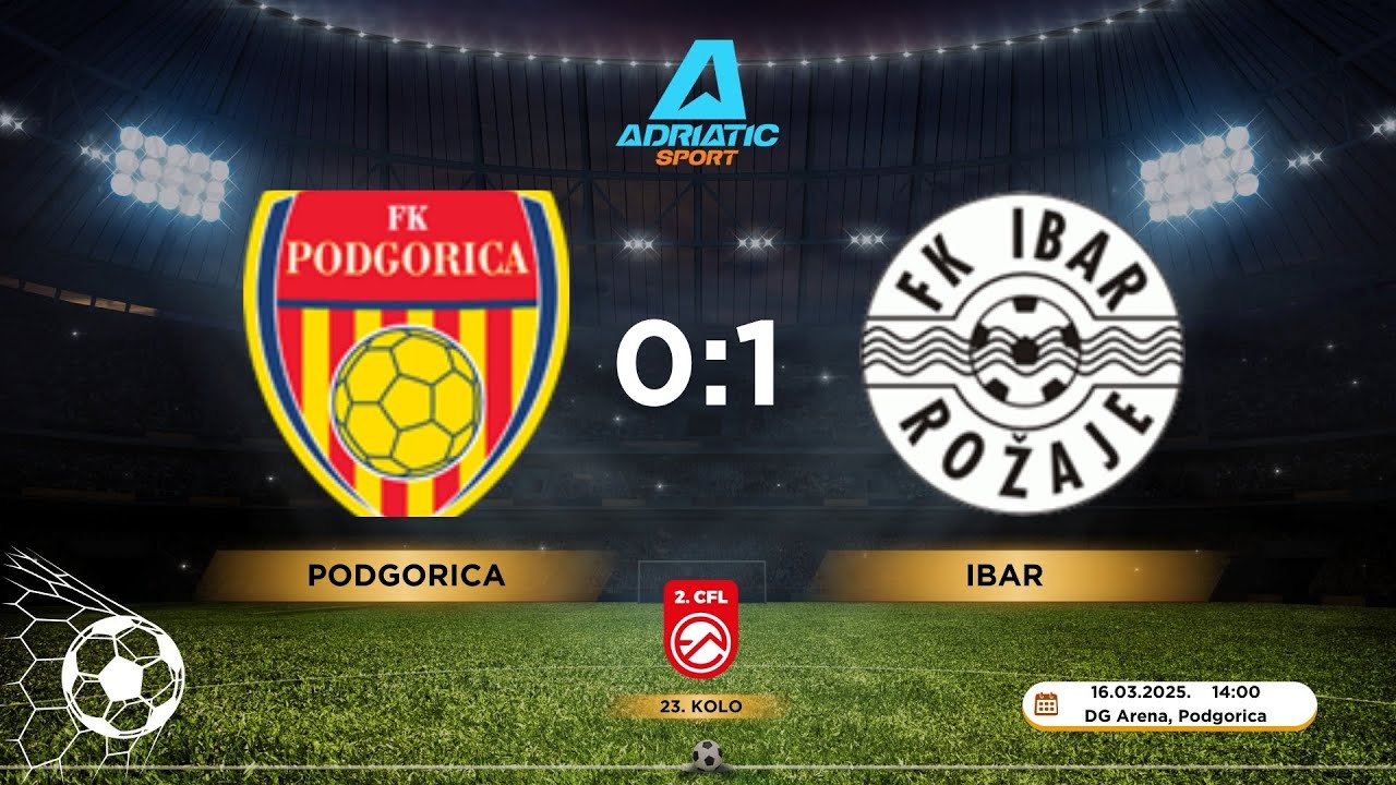 2. CFL | Podgorica 0:1 Ibar | 23. kolo | 16.03.2025. | IZVJEŠTAJ