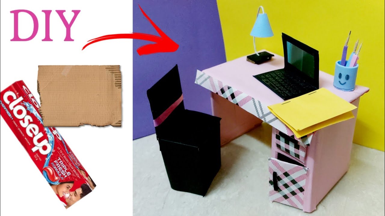 DIY miniature Dollhouse study Table and Chair -hacks and crafts |miniature furniture| Sono dolls