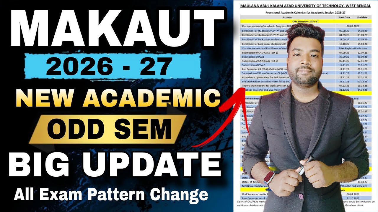 😱MAKAUT Big Update on CA/PCA & New Academic Calendar 2026-27 | All Exam Pattern & Marks Change.