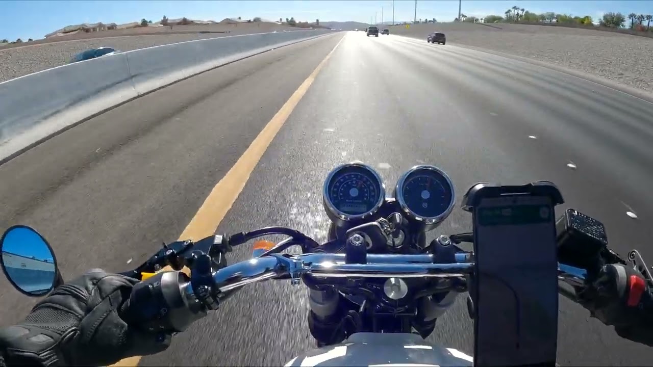 Royal Enfield Interceptor (INT650) on US freeway