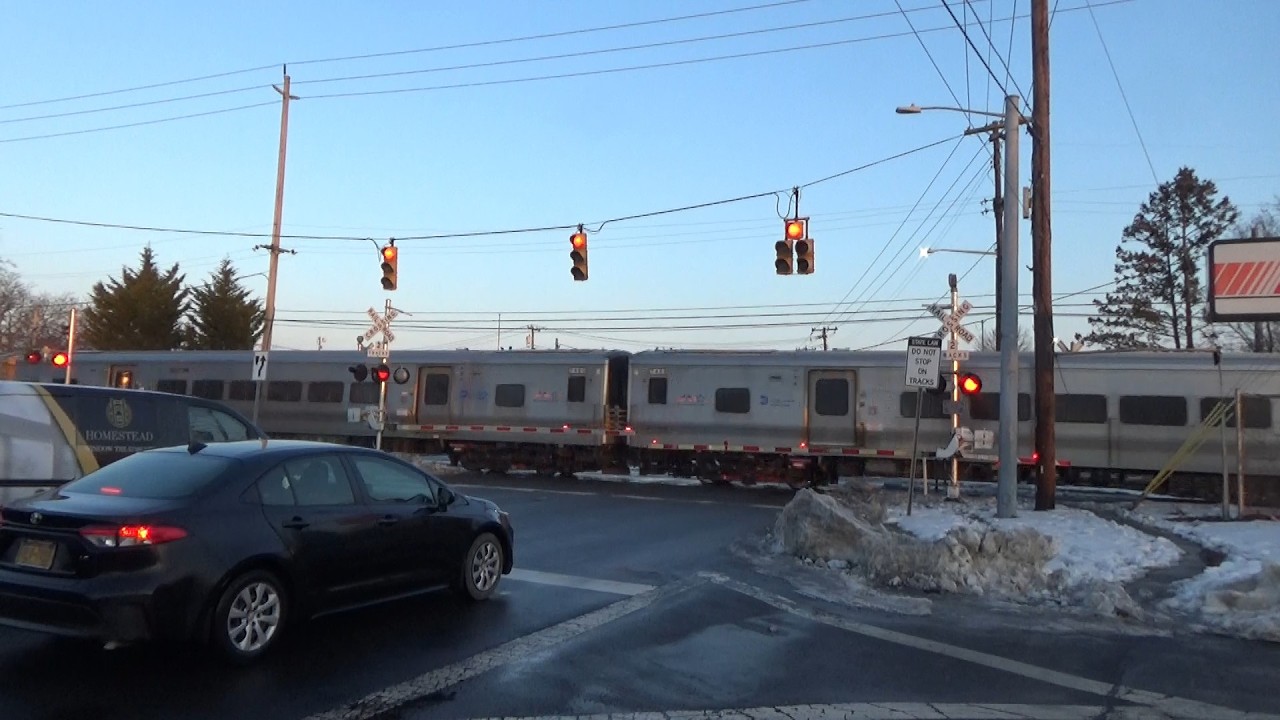 Two LIRR M7 Passenger Trains to and From Grand Central - Carleton Ave Crossing - Central Islip, NY