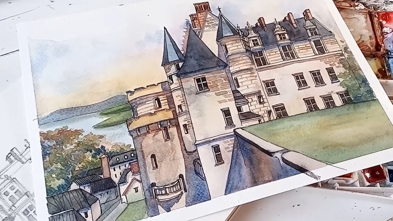 AVOID Artist block with this HABIT| Ink and Wash of French Chateau Amboise| Urban Sketch
