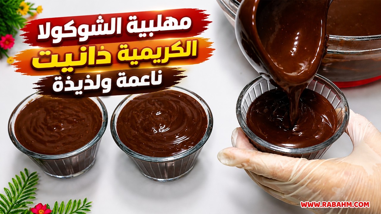 مهلبية الشوكولا الكريمية 🍫 بالطريقة الأصلية مثل دانيت! ناعمة ولذيذة – انسوا كل الطرق التانية مع رباح