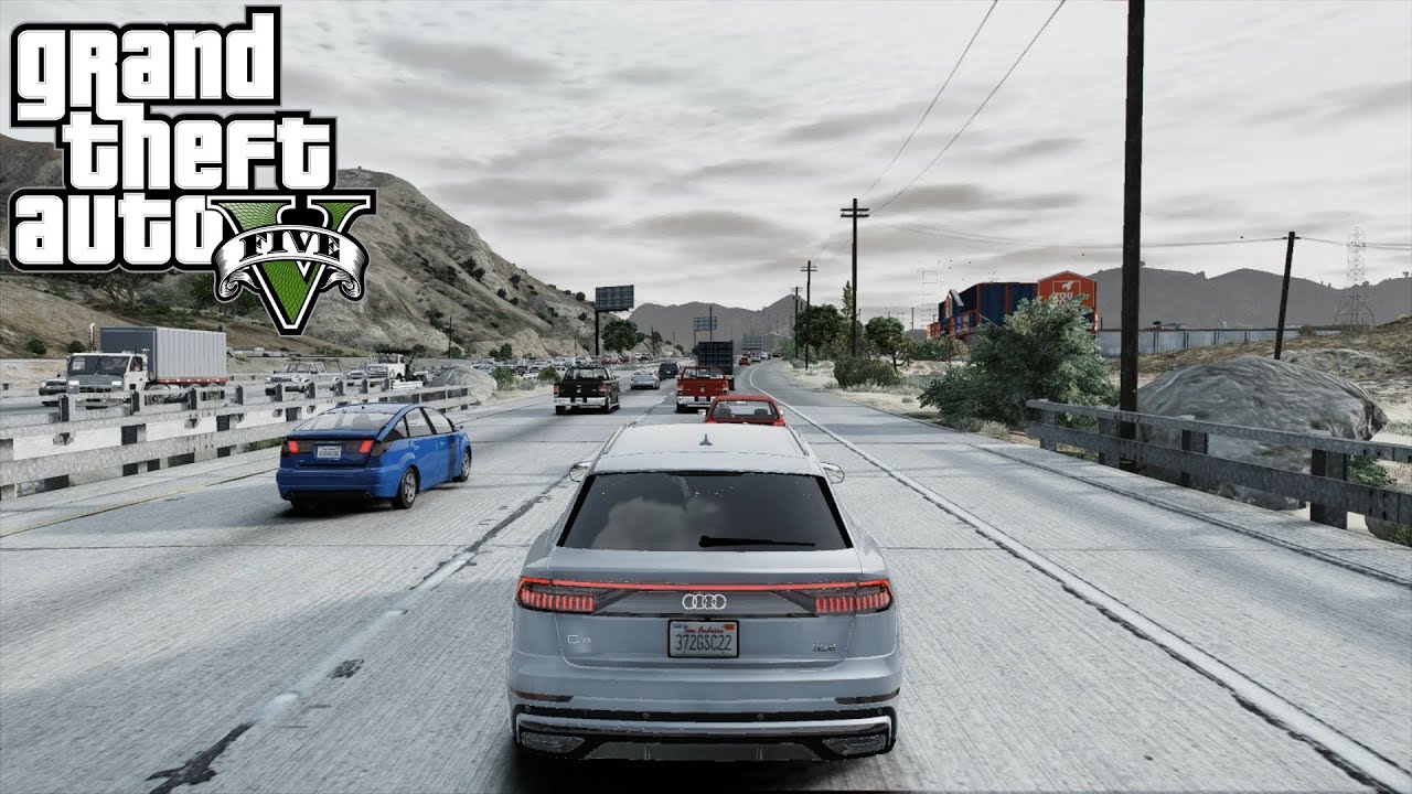 GTA 5 - Driving Back from Sandy Shores to LSIA Through Heavy Traffic | 5x Traffic