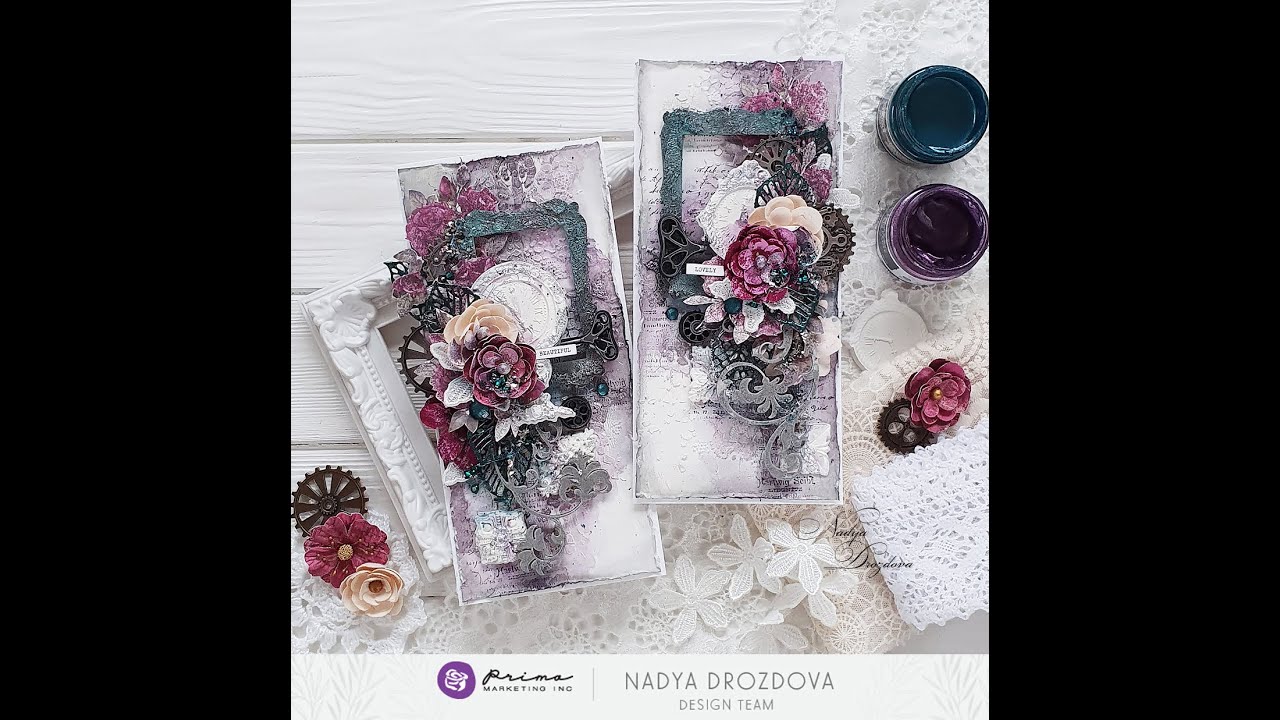 Floral cards tutorial for Prima marketing/  МК по цветочным открыткам