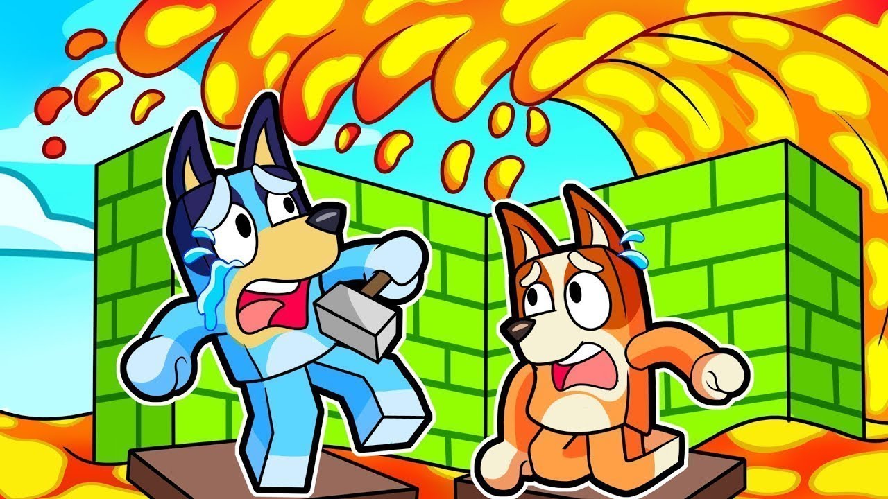 BLUEY AND BINGO BUILD TO SURVIVE THE LAVA TSUNAMI in ROBLOX! 😨🔥
