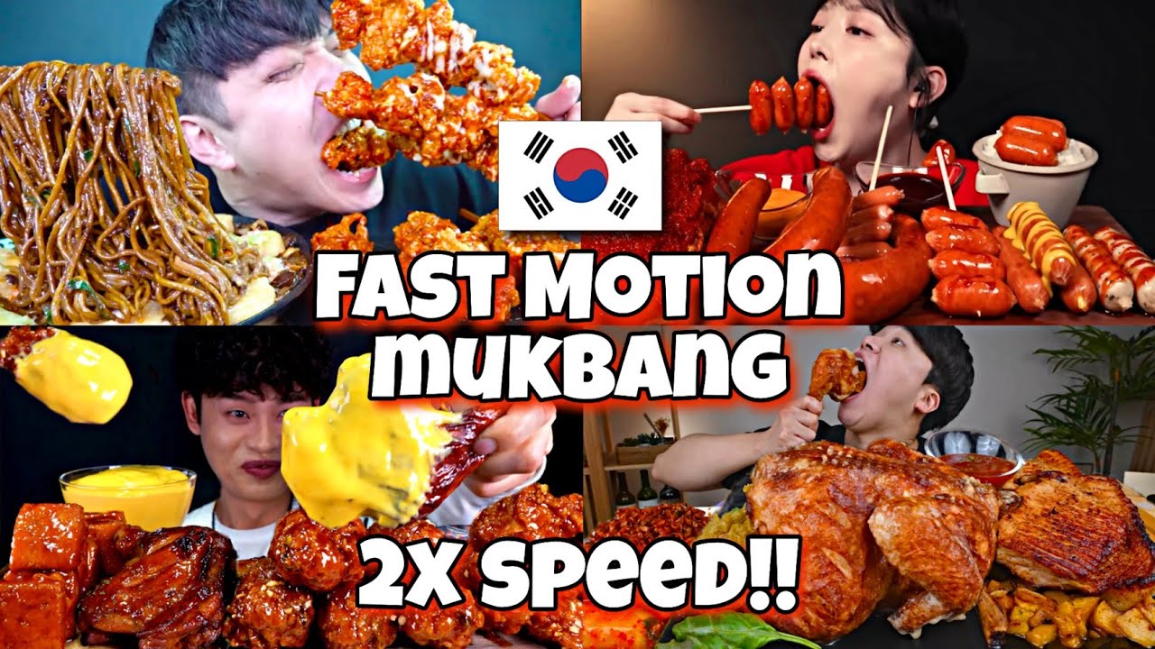 2x speed!!🔥ASMR KOREAN MUKBANGERS TAKING INSANELY BIG BITES🇰🇷 Fastmotion eating compilations😱 #food
