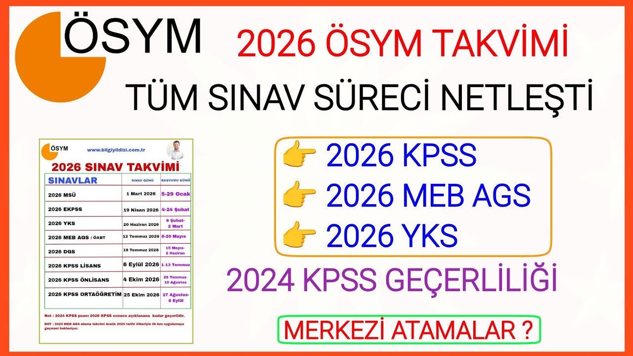 BUG&Uuml;N &Ouml;SYM DUYURUSU GELDİ✅2026 &Ouml;SYM SINAV TAKVİMİ NETLEŞTİ✅MERKEZİ ATAMA ? MEB AGS- 2026 KPSS TARİHİ
