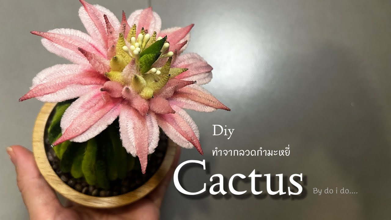 Diy ต้นกระบองเพชรจากลวดกำมะหยี่ cactus