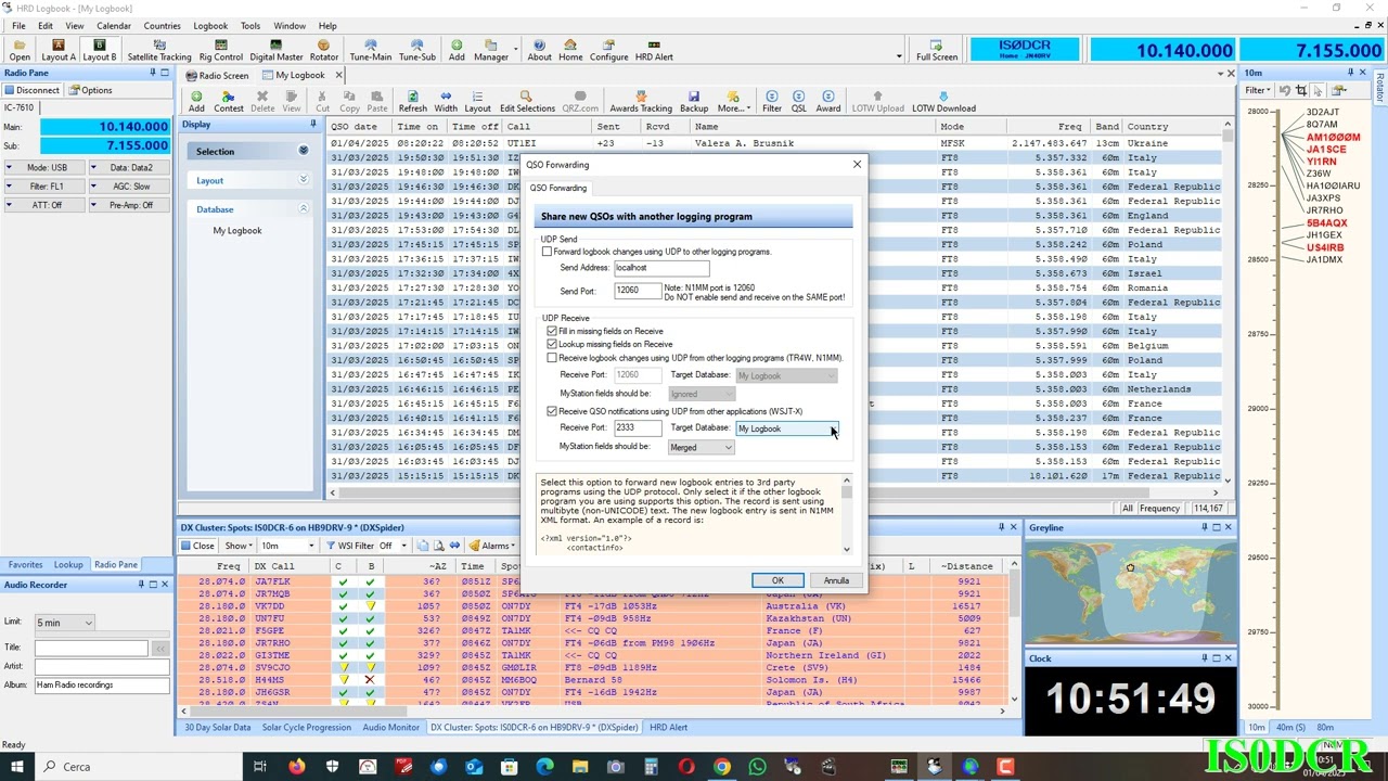 WSJT-X regola per trasferire i qso tramite udp in Hamradiodeluxe
