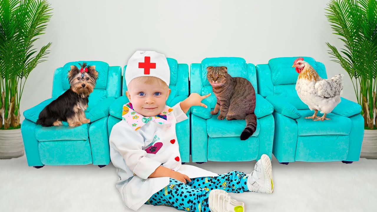 Oliver Pretends to Be A Vet and Treats Animals
