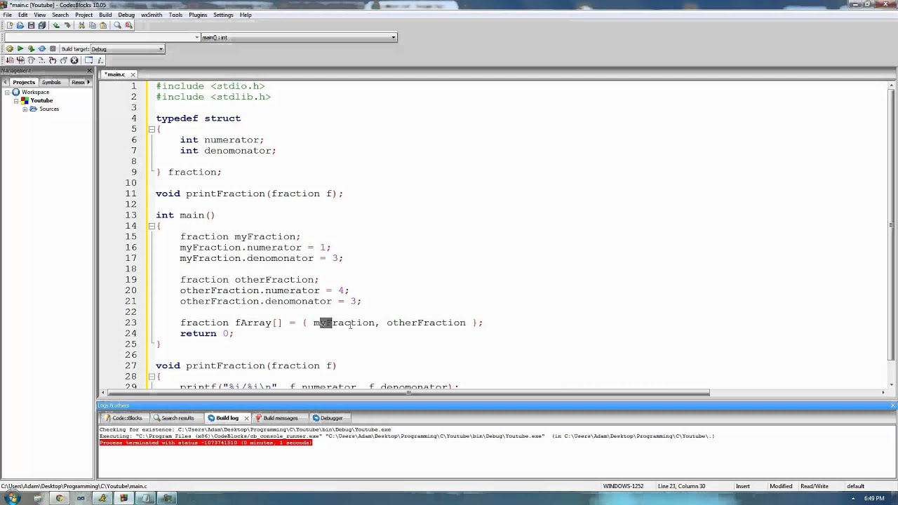 C Programming Tutorial 24, Structs pt.2
