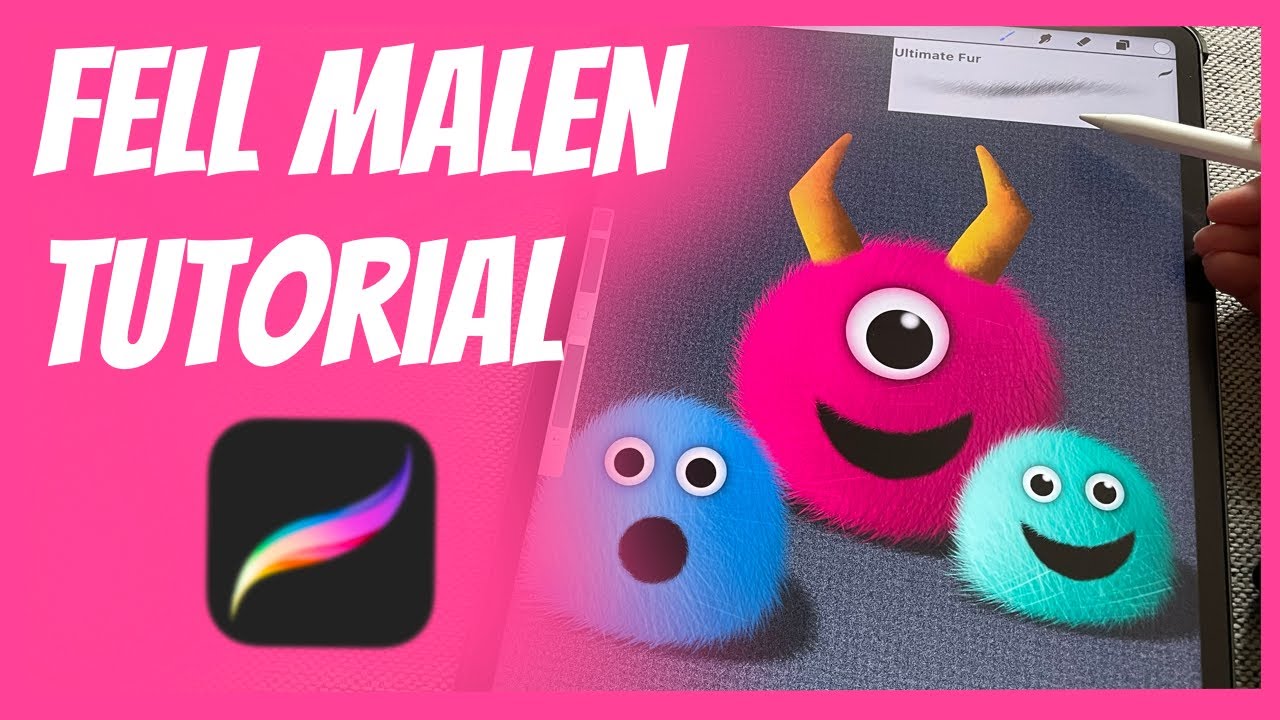 Male süße Kuschelmonster mit Deinem eigenen Fell Pinsel 😍 (Procreate Tutorial deutsch)