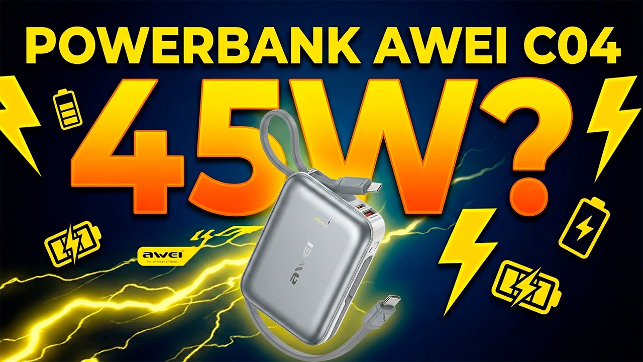 Powerbank AWEI C04 45W со встроенными кабелями Type-C и Lightning. Обзор, тесты, заряд, разряд и где