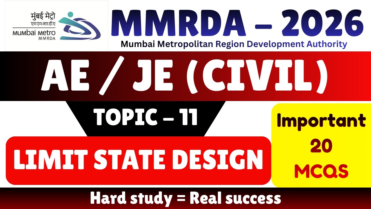 Limit State Design MCQS | MMRDA JE Civil MCQS 2026 | MMRDA AE Civil Notes | MMRDA Civil Engineer MCQ