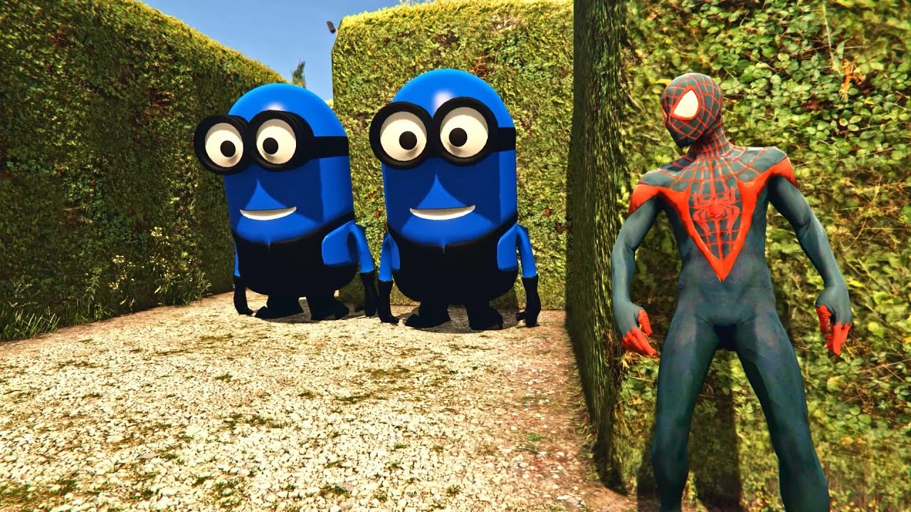 Spiderman vs Blue Minion Funny Epic Ragdoll GTA 5 Eps.10