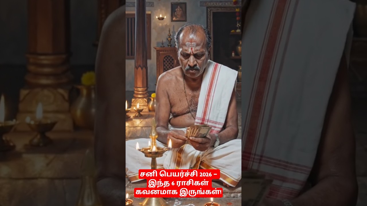 சனி பெயர்ச்சி 2026 &ndash; இந்த 6 ராசிகள் கவனமாக இருங்கள்!  #shorts