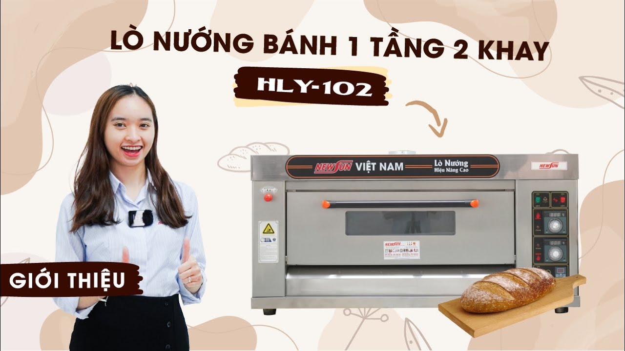 Lò nướng bánh 1 tầng 2 khay dùng gas HLY-102: Dải nhiệt 400 độ C - Nướng bánh chín nhanh, đều, đẹp