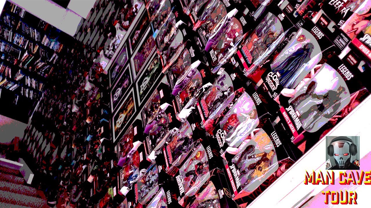 Basement Man Cave Tour Marvel Legends, DC Multiverse, Video Games, Action Figures, Toys, Home Gym