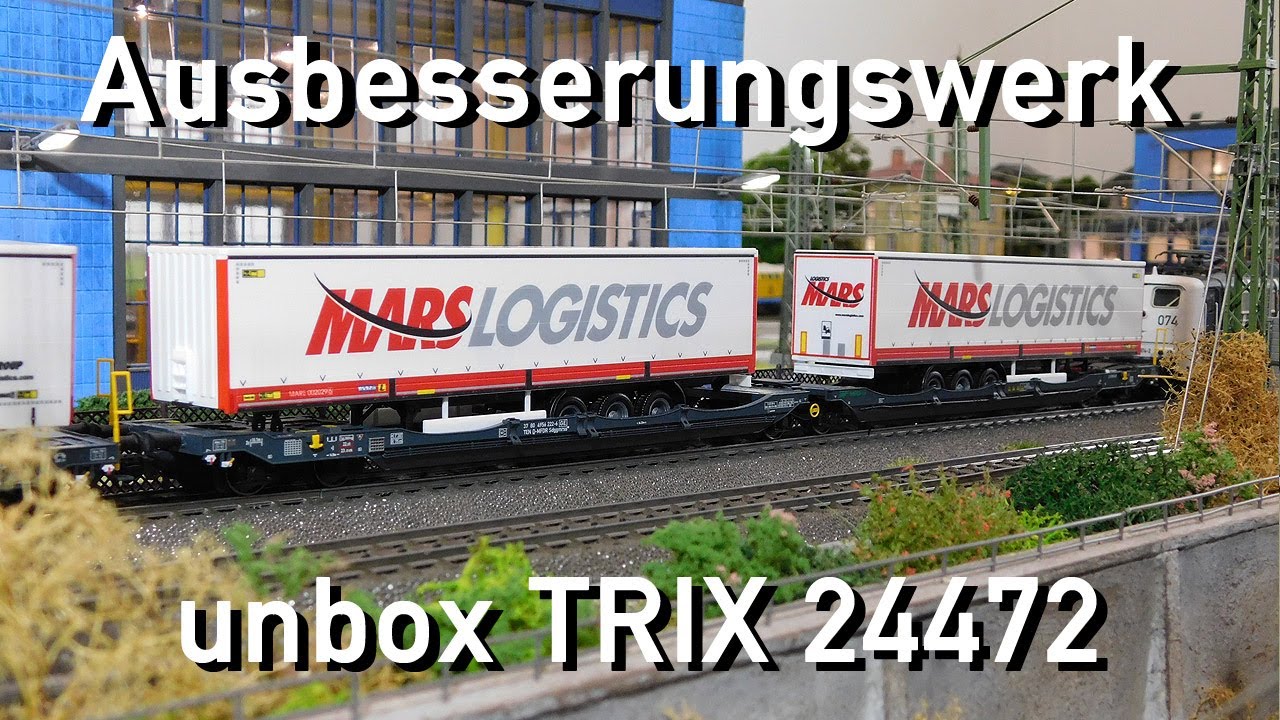 Ausbesserungswerk H0 TRIX 24472 Doppel-Taschenwagen Sdggmrss Mars Logistics  MFD Rail GmbH