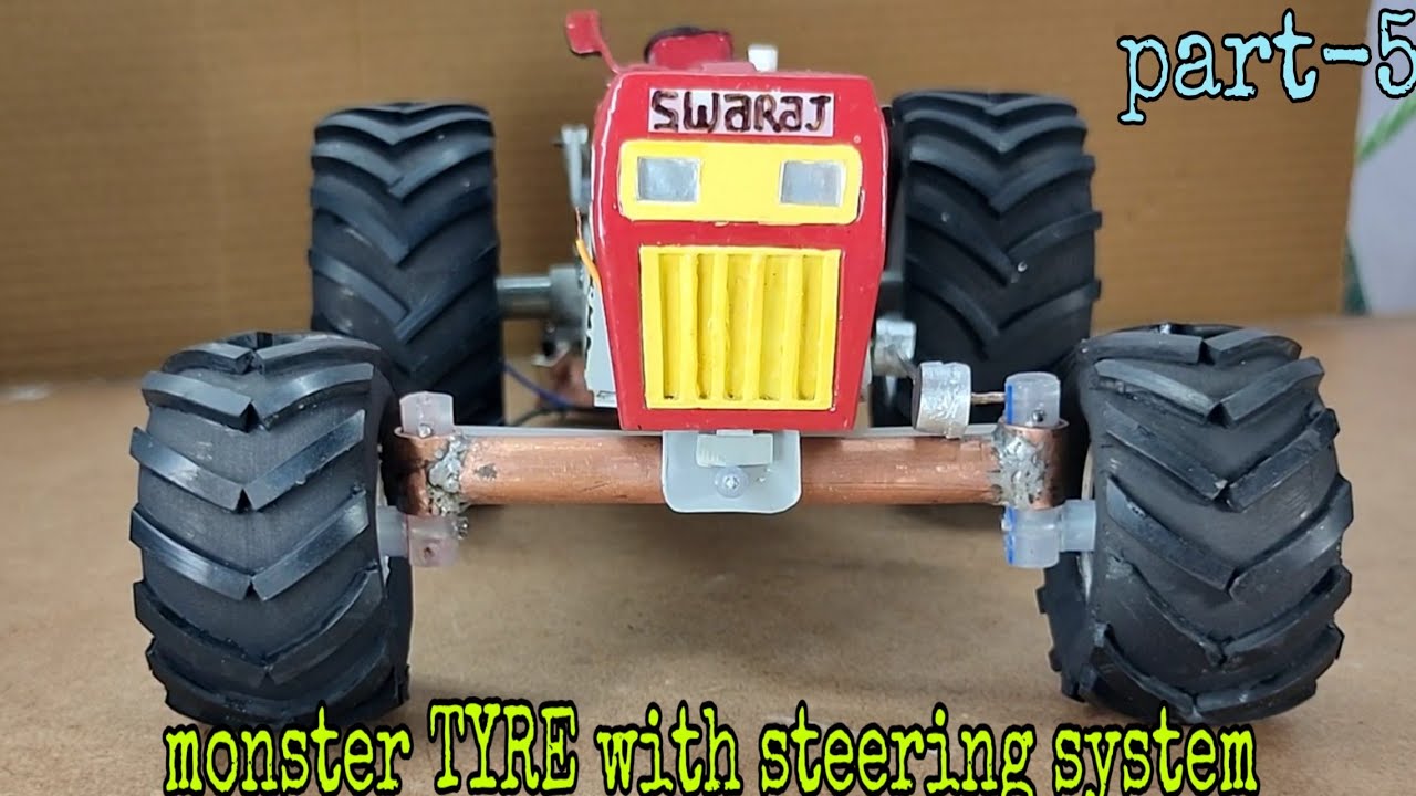 How to make monster front TYRE and steering system |swaraj tractor homemade|koshish all time
