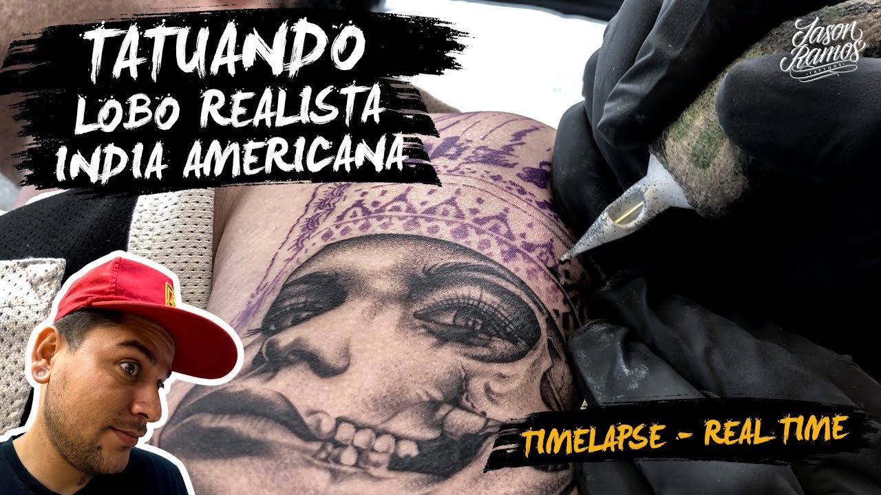 Como TATUO LOBO Realista/INDIA AMERICANA/Timelapse-Real Time/Puntillismo Arrastre/Aguja de Línea 3RL
