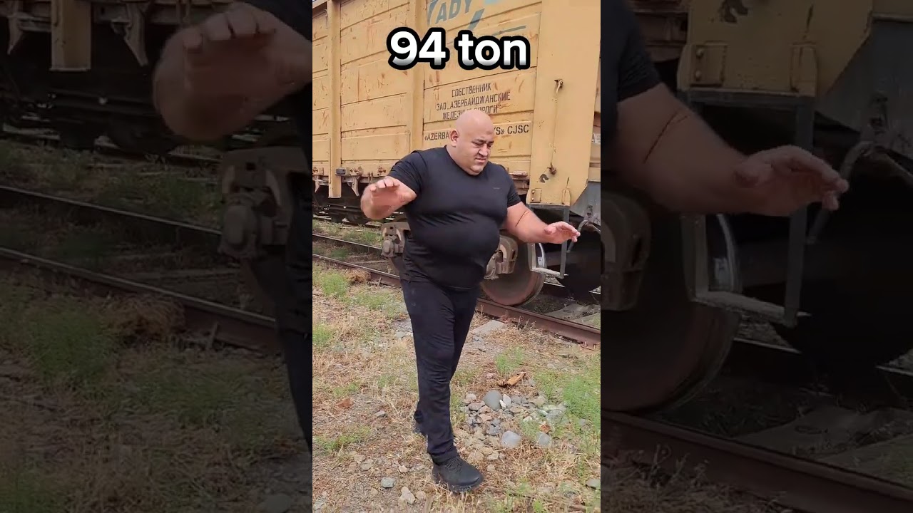 4 vaqonu çəkən Pəhləvan toplam 94 ton.  #pəhləvan #pehlivan #güç