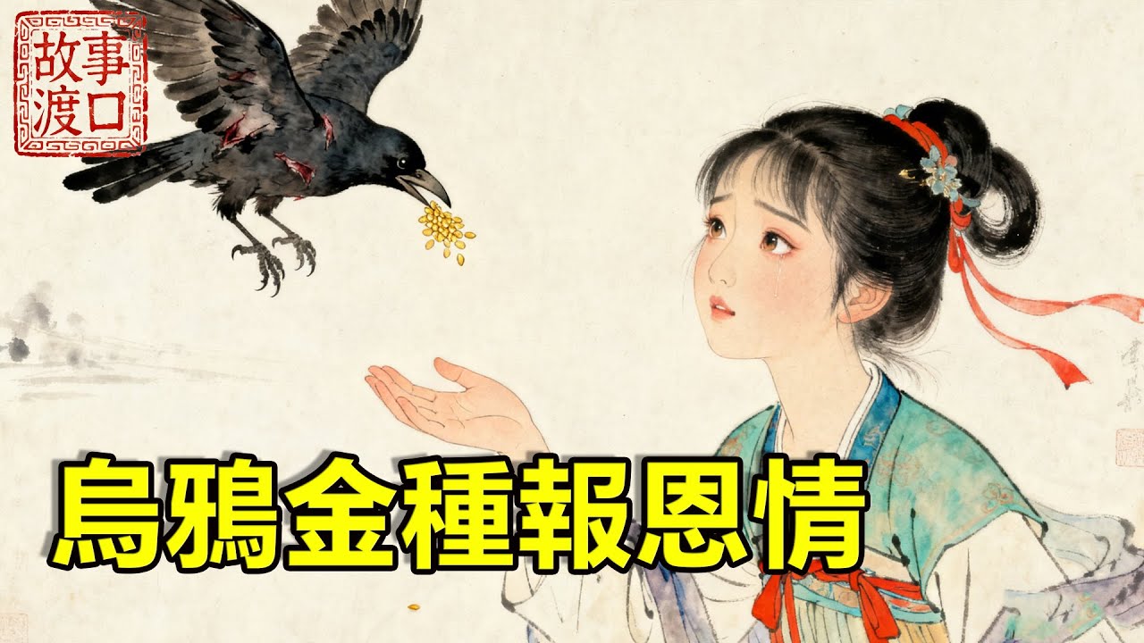 孤女每天被後娘逼著吃殘羹剩飯，她偷偷將飯餵給窗外受傷的烏鴉，烏鴉銜來金色種子，種下後竟長出價比黃金的花果！【故事渡口】
