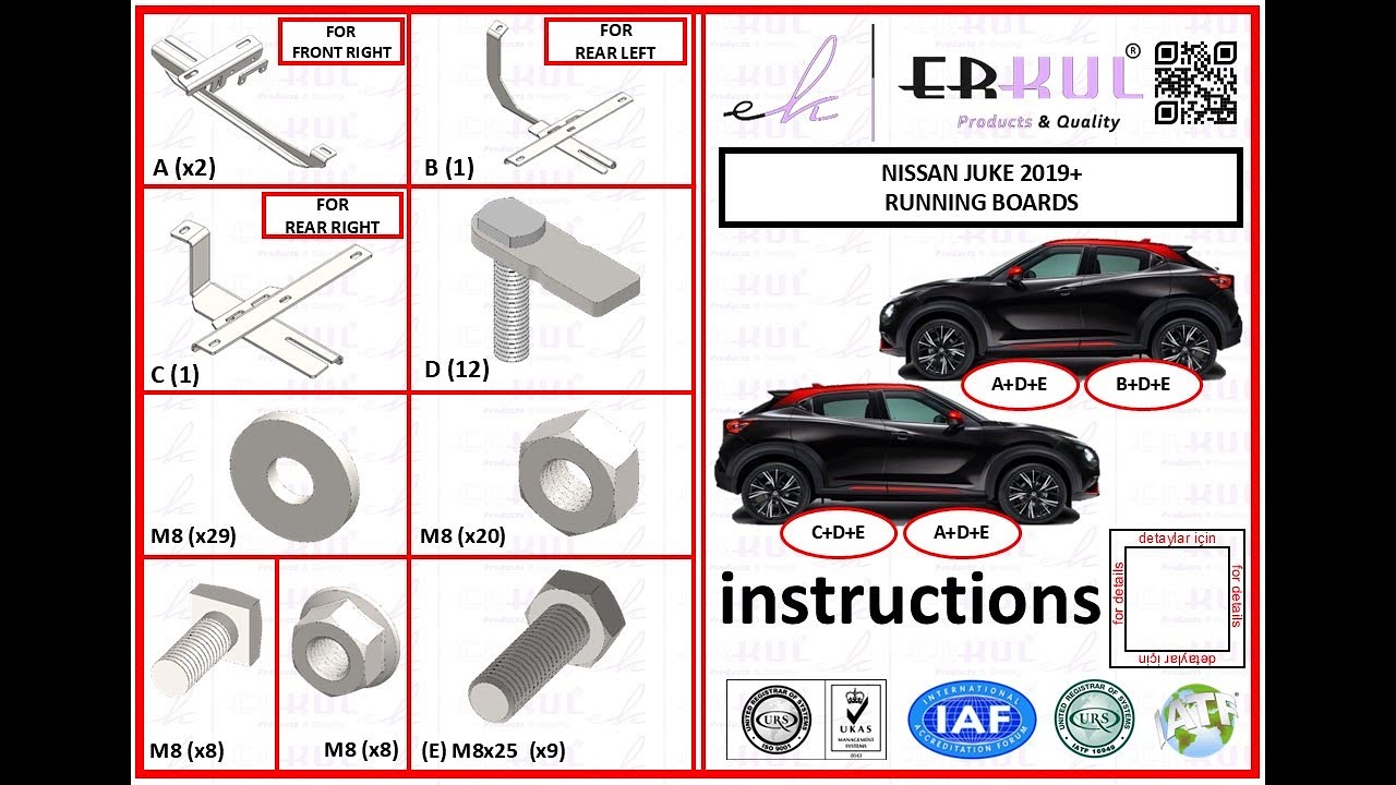 nissan juke 2019+ running boards installation / yan basamak montajı