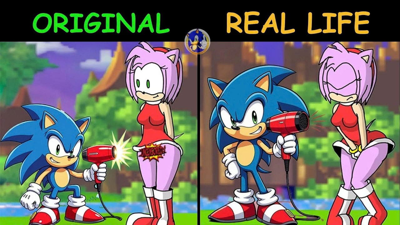 Sonic Run So Fast Blows Amy's Skirt | Sonic The Hedgehog 3 Animation | Original vs Plush Toys