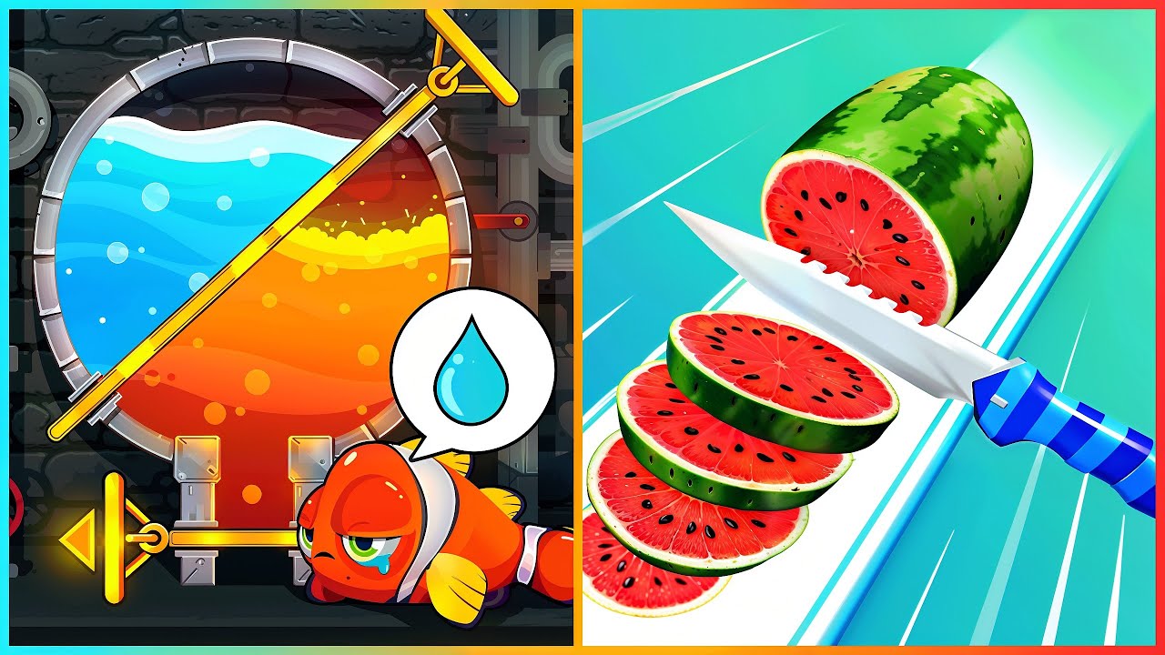 Water Puzzle Rescue Fish VS Perfect Slices - All Levels SpeedRun Ep 1