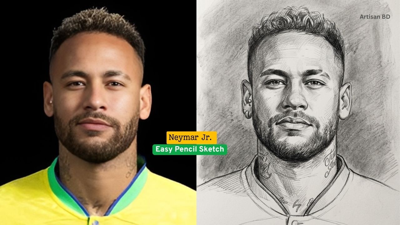 How To Draw Neymar Jr  Easy Pencil Sketch #neymar