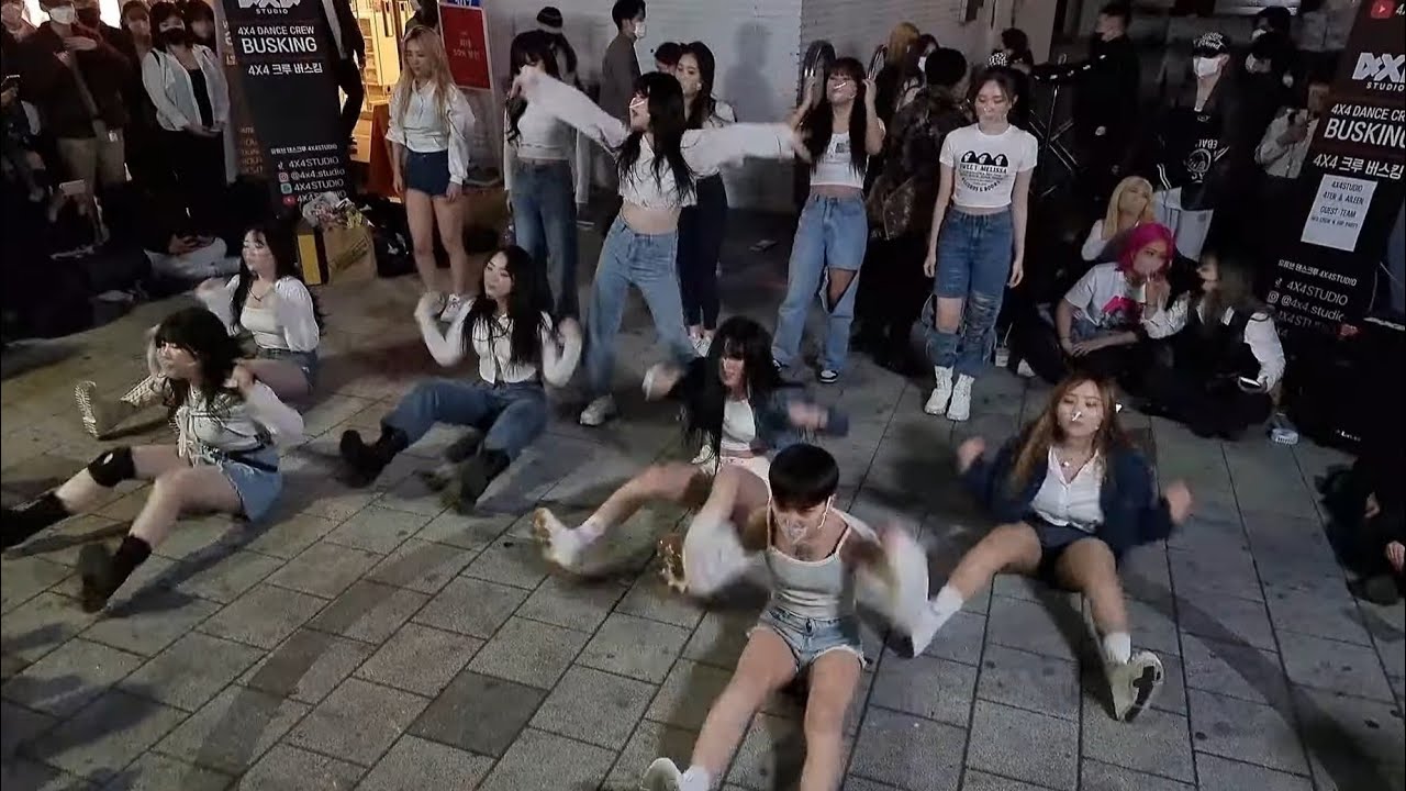 SATURDAY. 4×4 STUDIO WITH RED CREW & HIPARTY. HONGDAE STREET BUSKING.