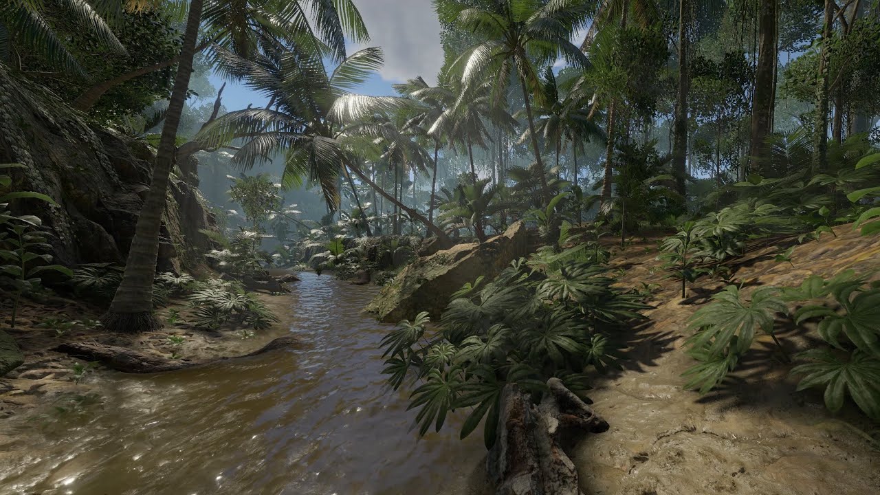 GREEN HELL 🎧 Ambience 1hr - Jungle River (with Rain & Day/Night cycle)