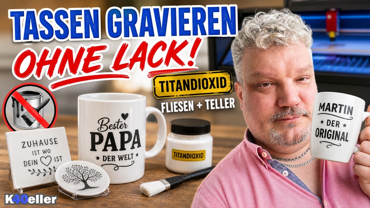 Tassen gravieren mit Titandioxid - Fliesen, Teller, alles ohne Lack und viel einfacher