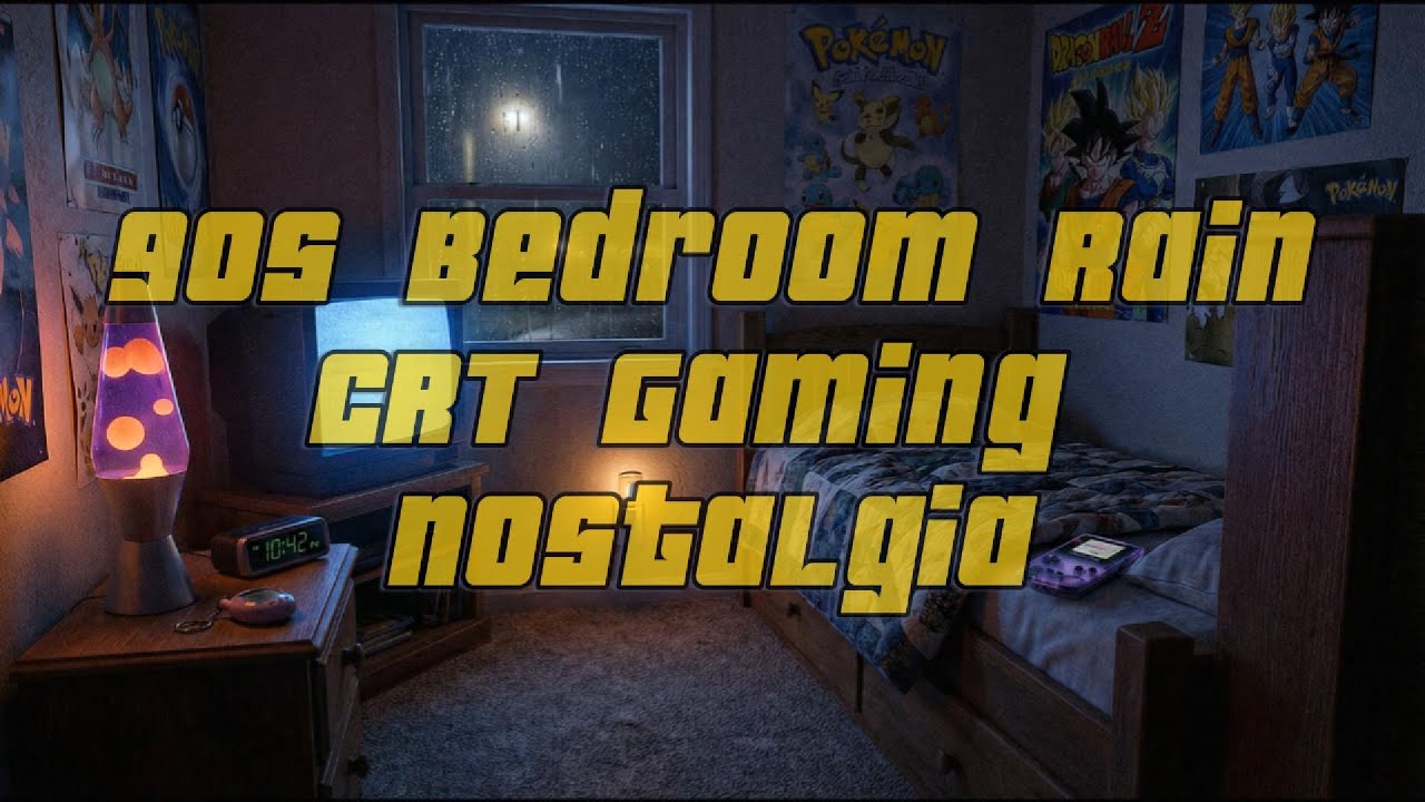 Sleep in a 90s Bedroom with Rain | Old CRT TV Static, Tamagotchi, Game Boy.
