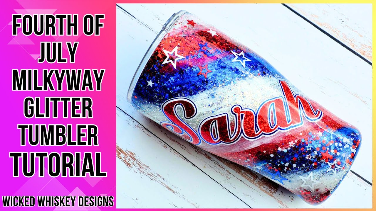 Red White & Blue Milky Way Glitter Tumbler Tutorial - Easy patriotic Fourth of July epoxy tumbler
