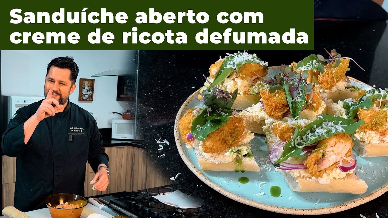 Como fazer sanduíche aberto com creme de ricota defumada