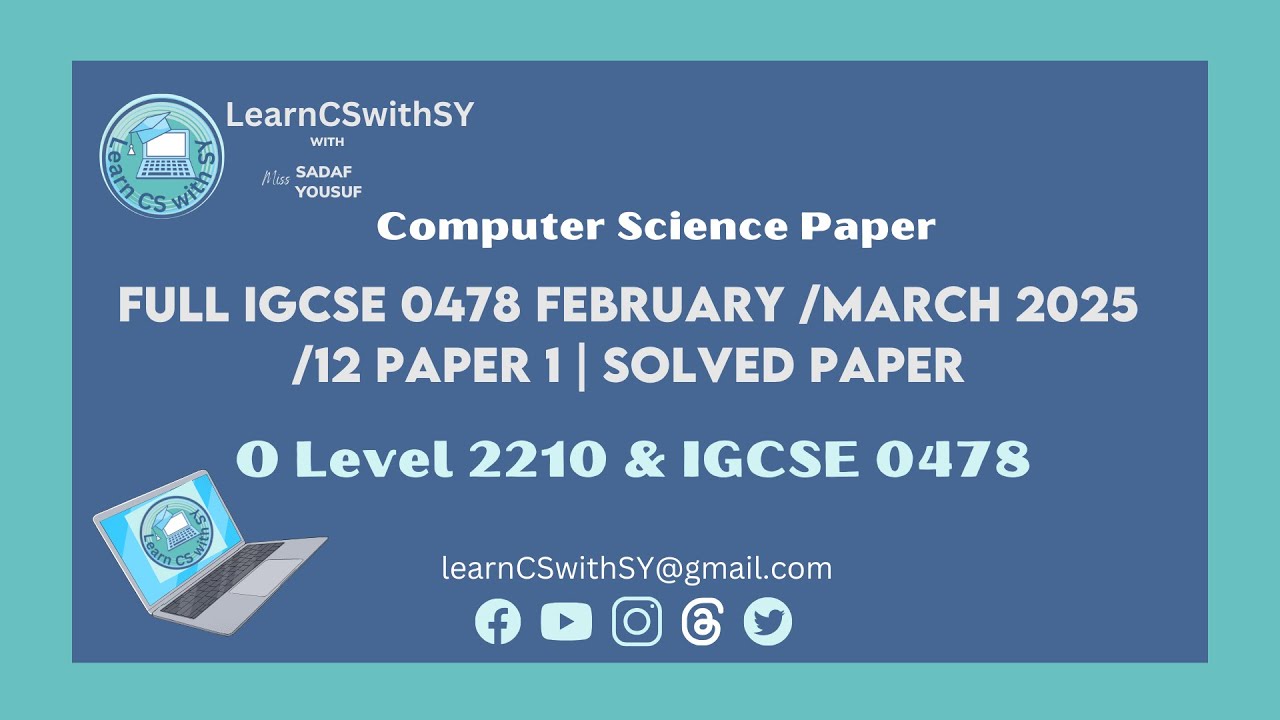 Полный курс IGCSE Computer Science 0478 Февраль/март 2025/12 Работа 1 | Решенная работа