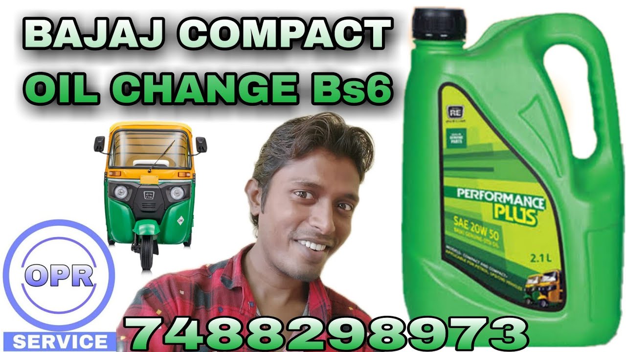 BAJAJ  CNG Auto Engine Oil Change,BS6 Bajaj three Wheeler Oil Change