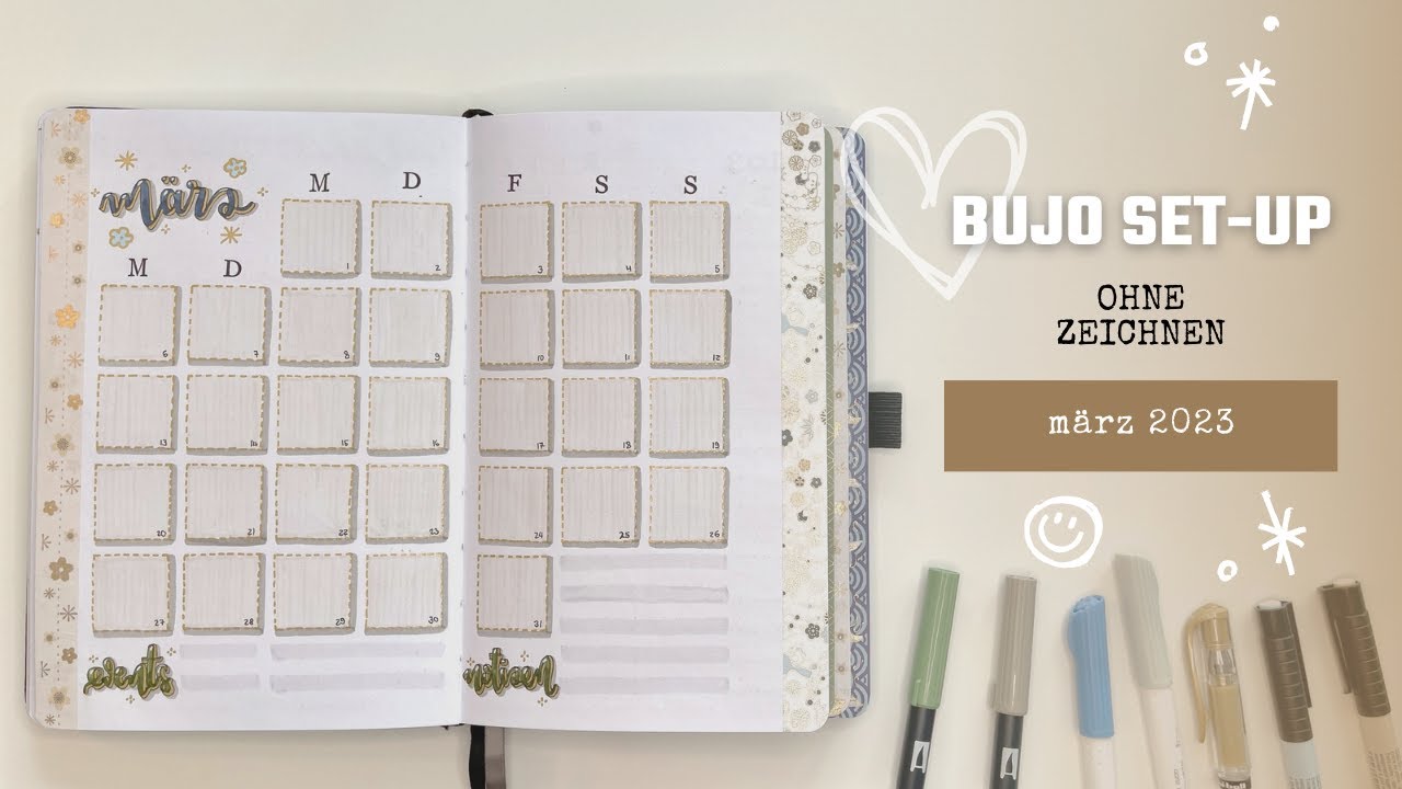 MÄRZ Bullet Journal Setup 2023 - BUJO BEGINNER Deutsch - Waterfall Tabs - Wasserfall Tabs