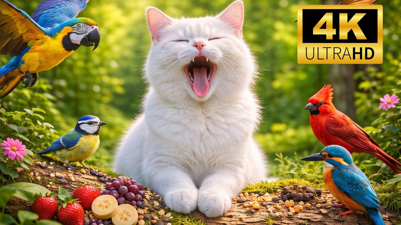 🔥 Ultimate Cat TV 4K 😺🐦 | 1 Hours of Birds in Calm Forest Nature
