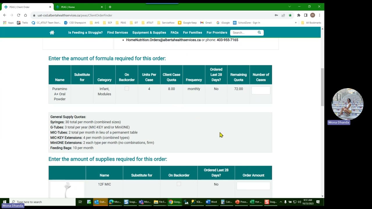 HNSP Formula and Supplies Online Ordering Demo