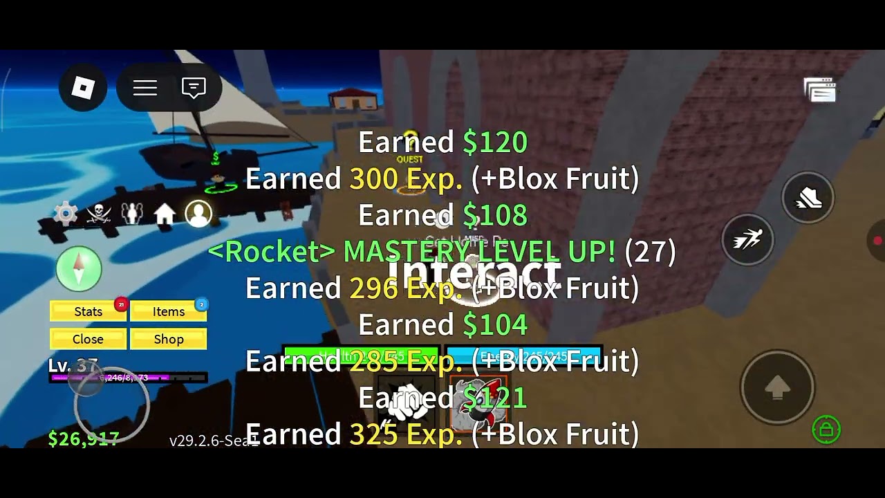 Rocket fruit | island 3 lvl 30-60 | rocket fruit only challenge BLOX FRUIT