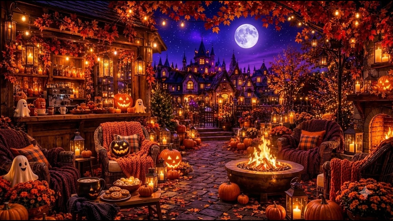 Spooky Autumn Night 🎃 | Halloween Jazz & Haunting Sounds for Cozy Gatherings
