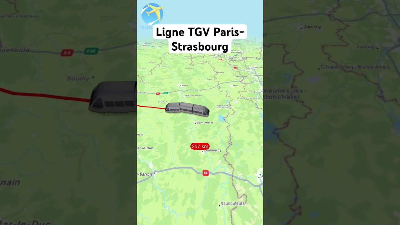 Trajet de la ligne tgv paris Strasbourg