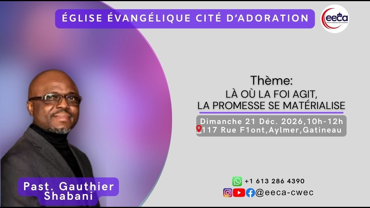Dimanche 11.01.2026 | Thème : Là où la foi agit, la promesse se matérialise |Pst. Gauthier Shabani